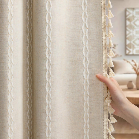 XOGUIBO Boho blackout curtains with embroidery and tassels add privacy and style to living spaces