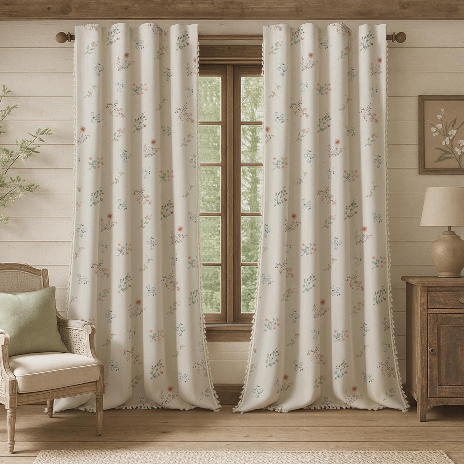 XOGUIBO boho floral curtains with 96-inch length for full coverage and privacy.