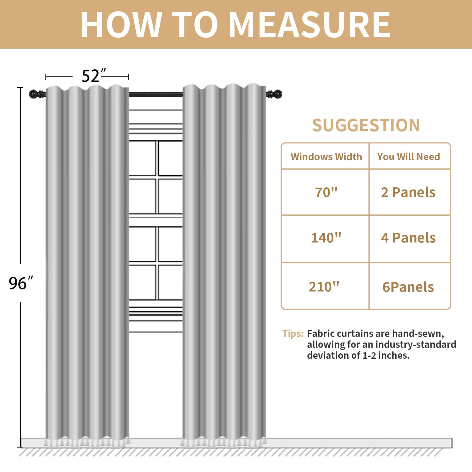 XOGUIBO two-panel set supports back tab or rod pocket hanging.