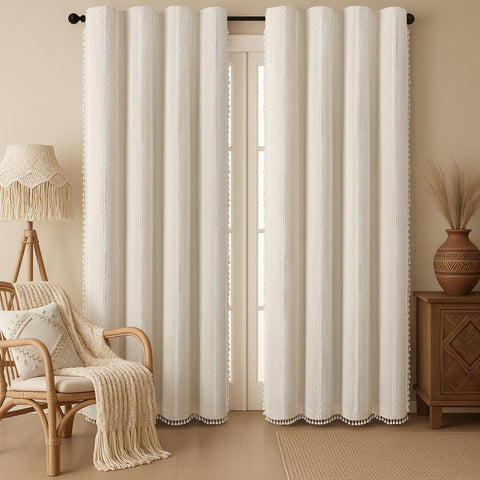 XOGUIBO boho curtains with embroidery tassels add artisanal charm to living rooms.