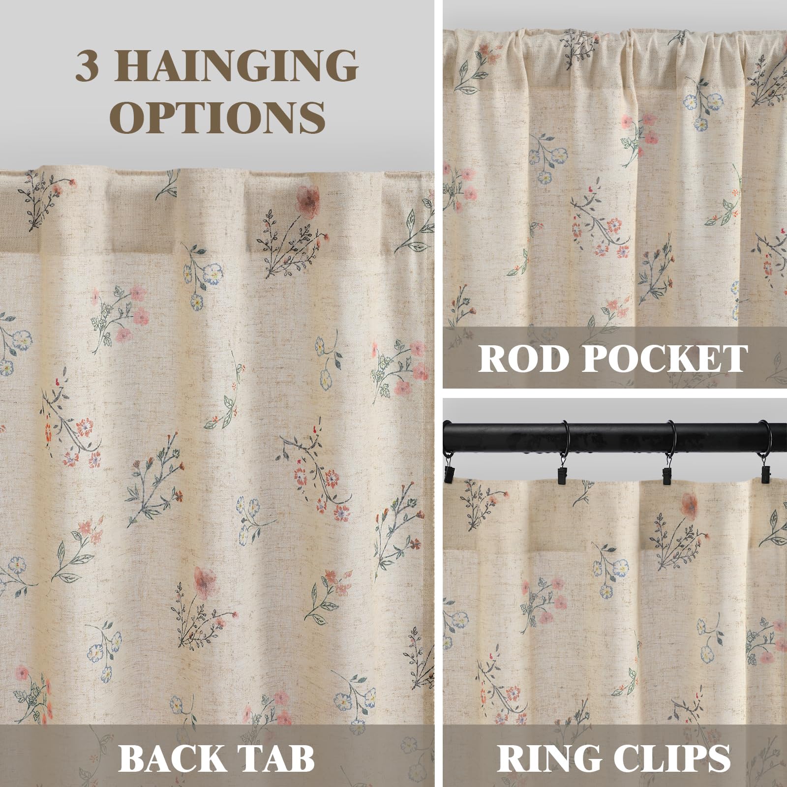 XOGUIBO linen texture curtain panels fit most rods with versatile hanging.
