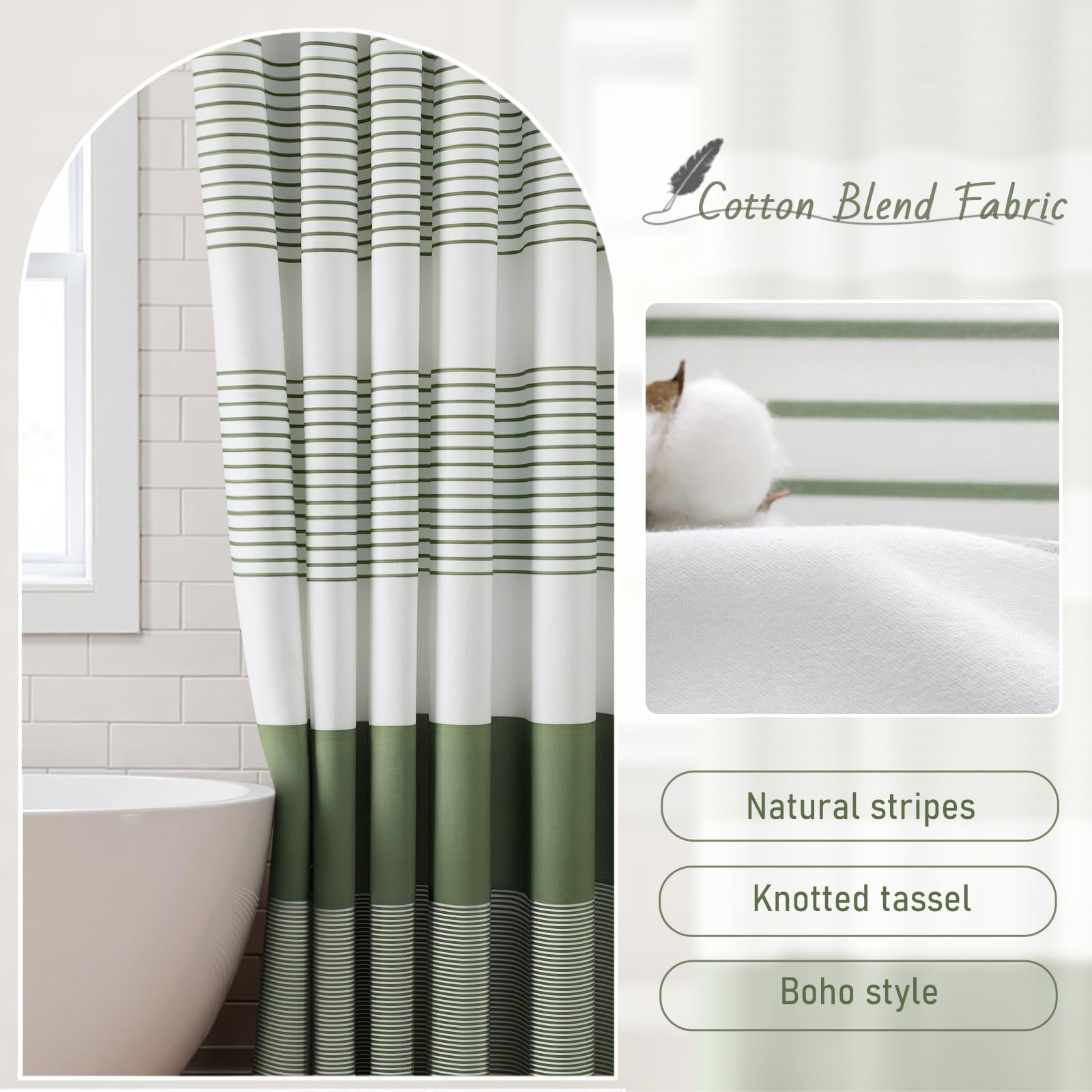 XOGUIBO boho striped design adds warm farmhouse style to bathroom