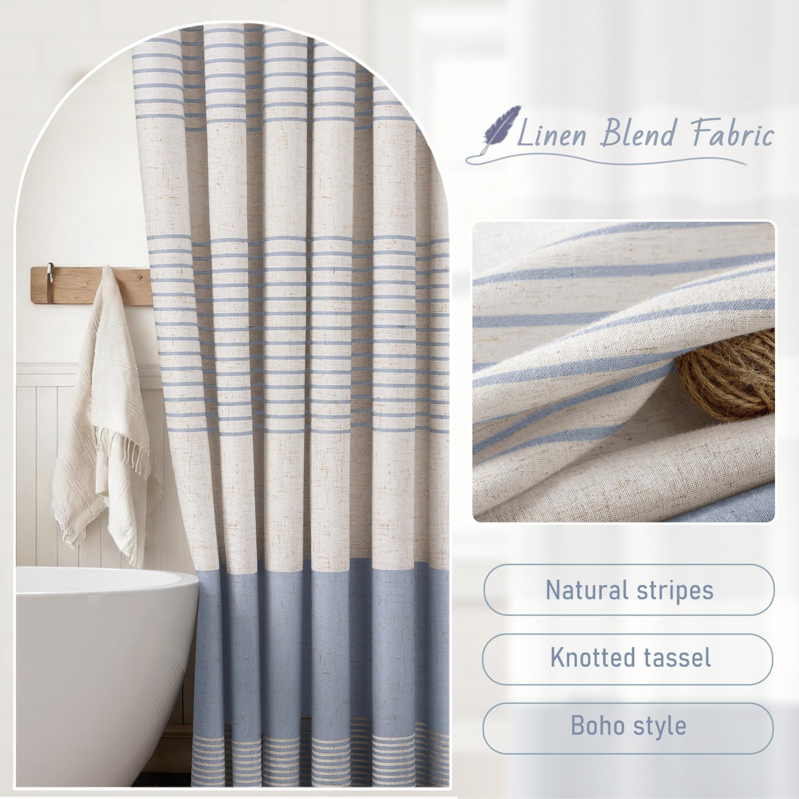 XOGUIBO coastal striped design adds modern charm to any bath space.