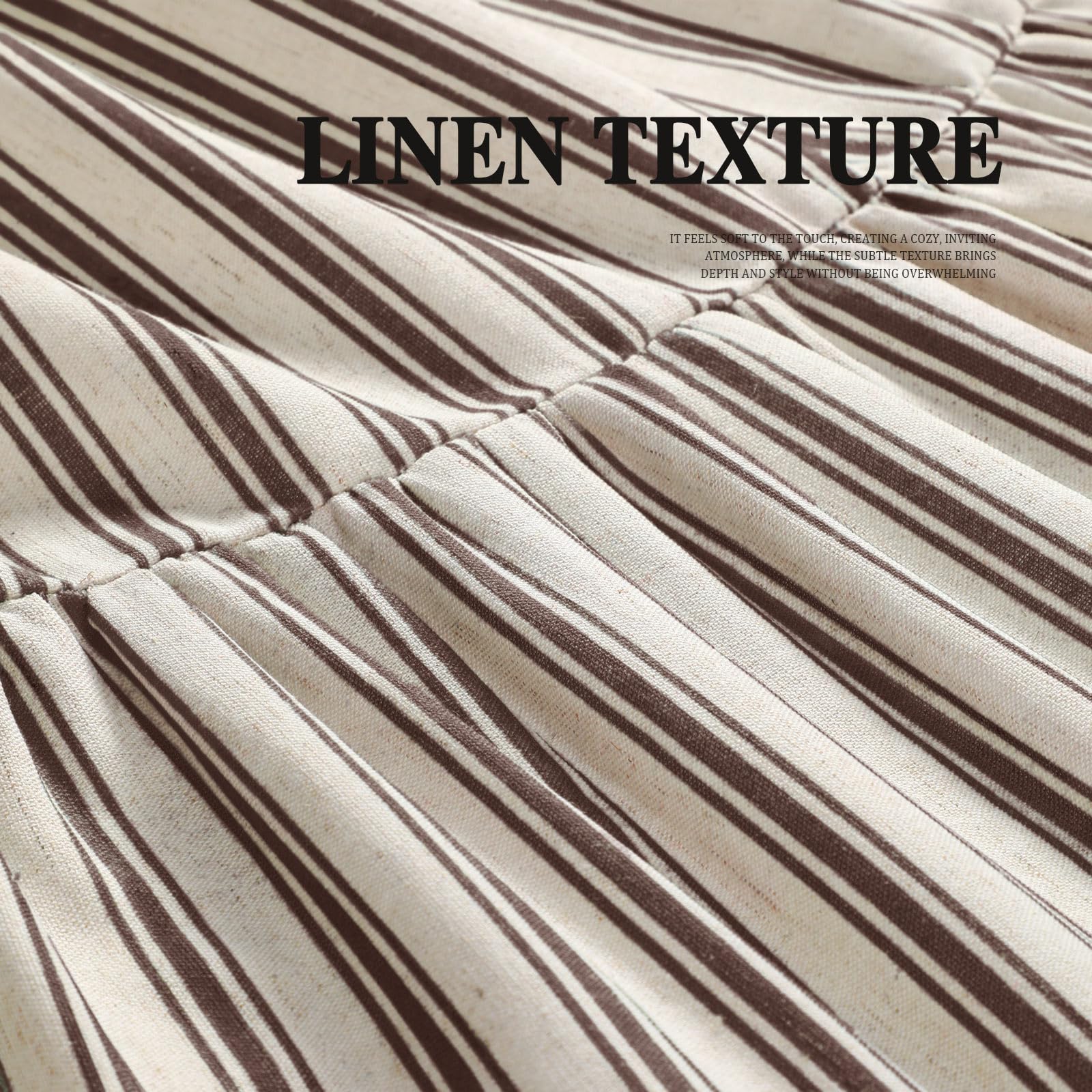 XOGUIBO cream-brown stripe pattern enhances versatile bathroom decor.