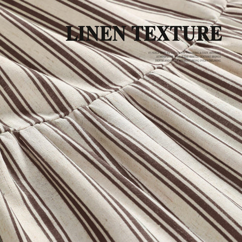XOGUIBO cream-brown stripe pattern offers versatile styling for baths.
