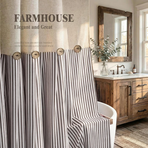 XOGUIBO ruched hem curtain enhances texture and a refined farmhouse vibe.
