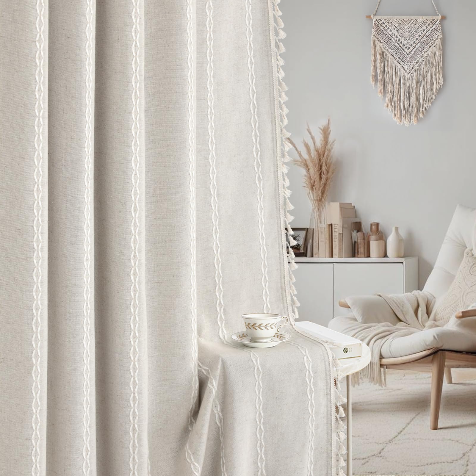 XOGUIBO 84-inch curtains support rod pocket and back tab options.