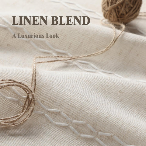 XOGUIBO beige linen blend curtains provide neutral elegance and versatility.