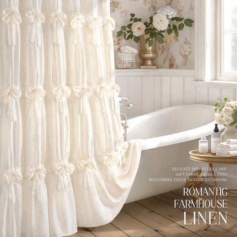 XOGUIBO curtain filters light while maintaining private shower space.