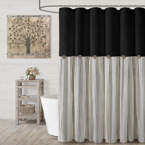 XOGUIBO farmhouse shower curtain linen blend highlights natural texture for timeless bathroom style.