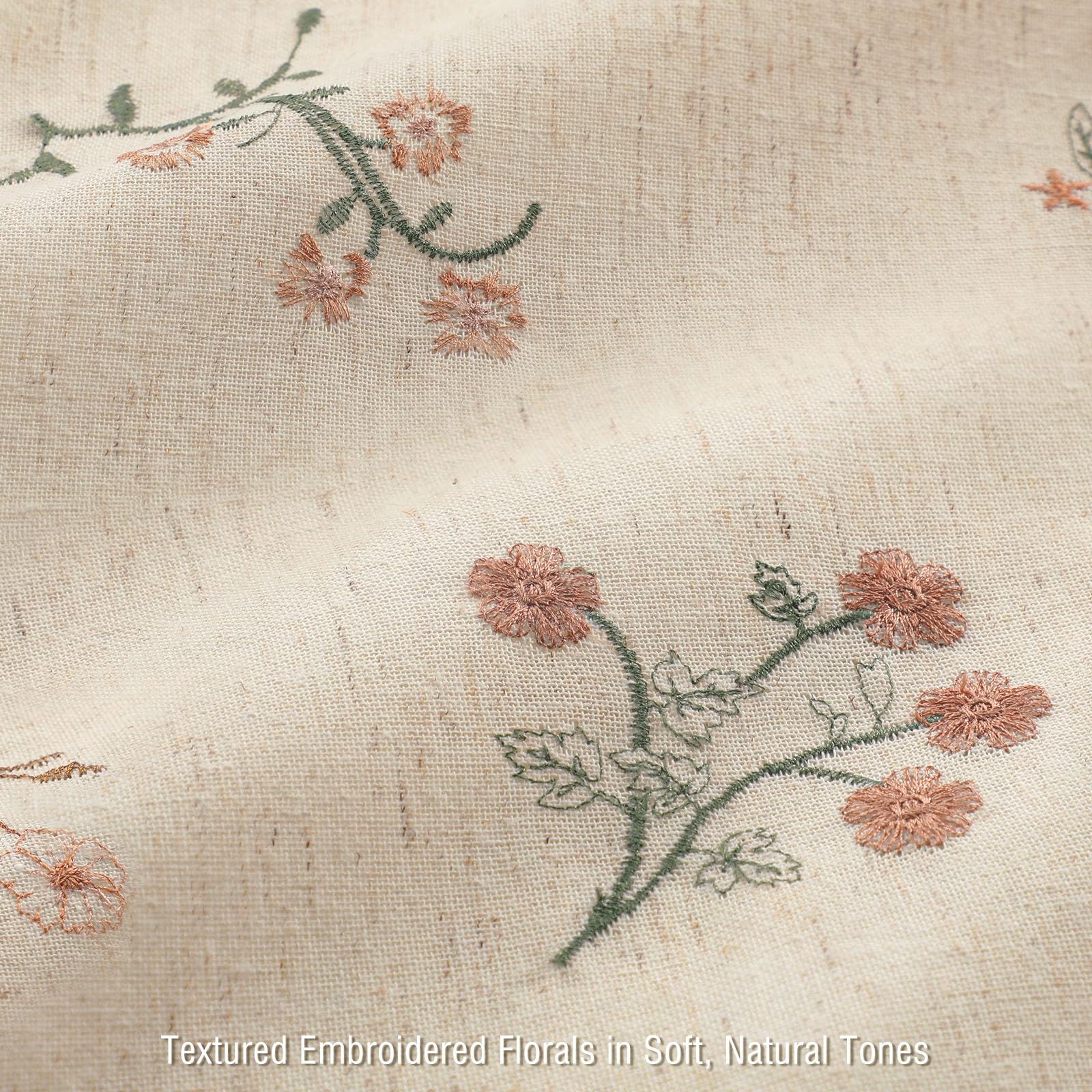 XOGUIBO pink-green embroidery close-up highlights vintage cottagecore vibes and texture.