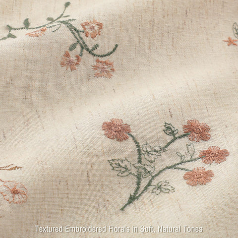 XOGUIBO pink-green embroidery close-up highlights vintage cottagecore vibes and texture.