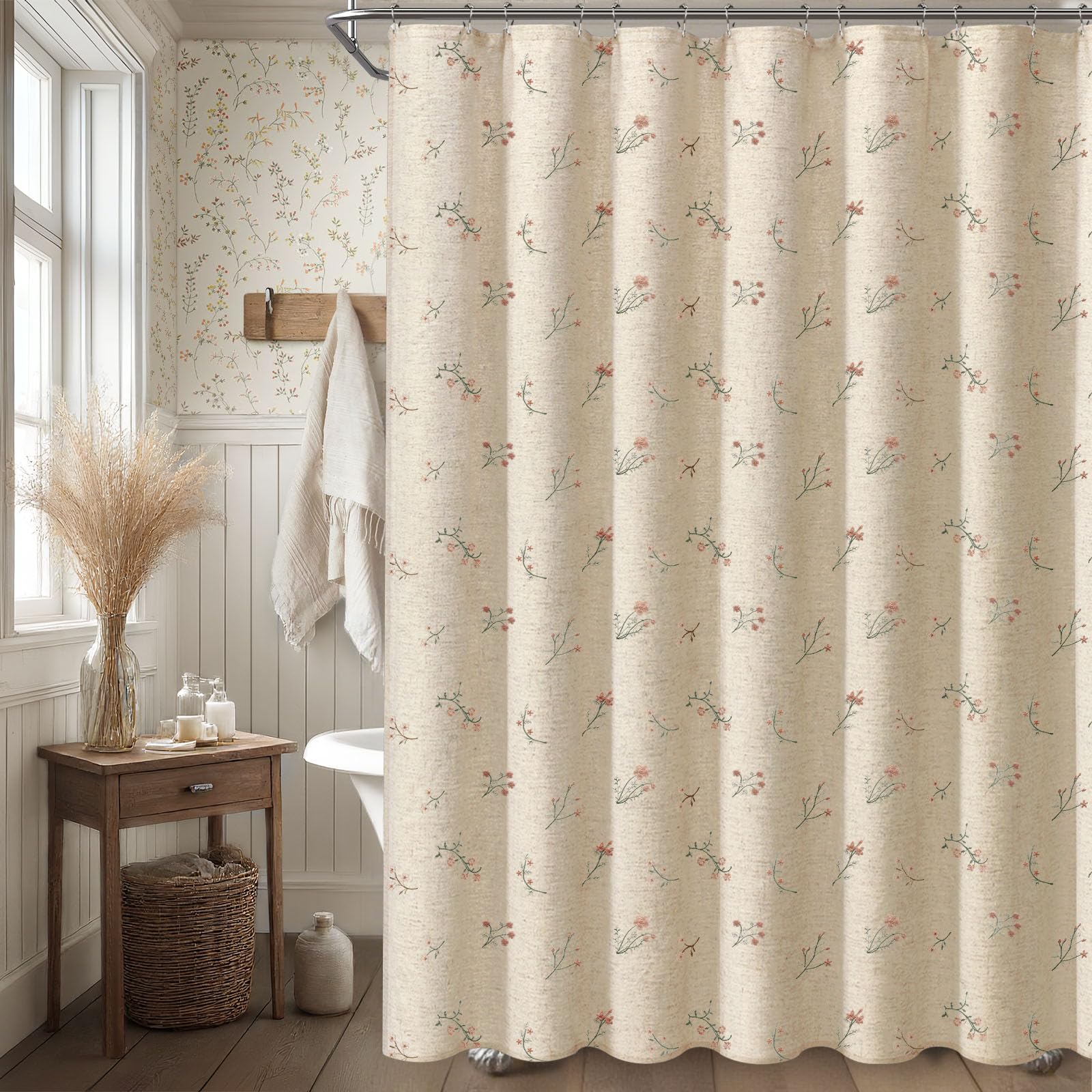 XOGUIBO linen-blend-curtain showcases raised embroidery for natural warmth and charm.