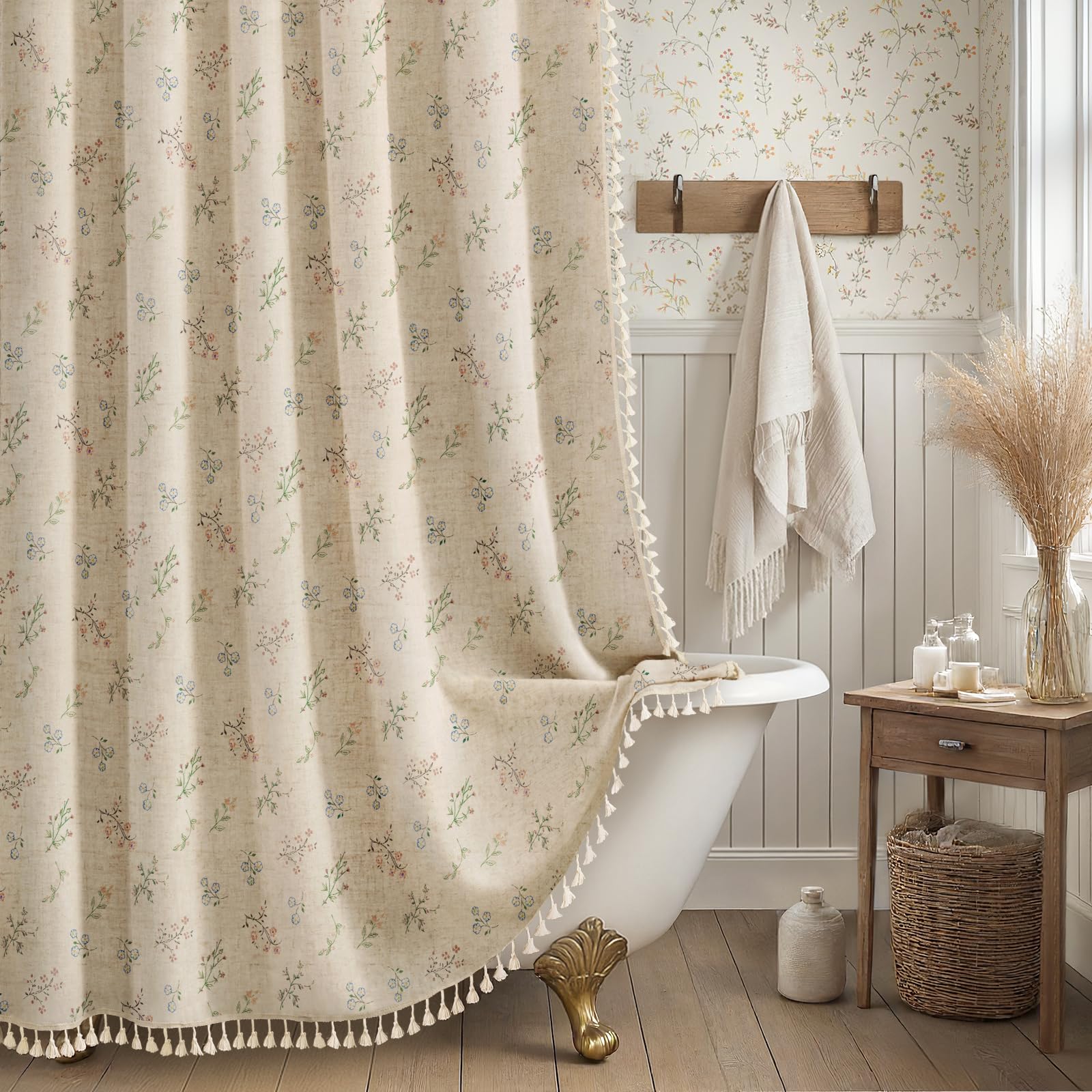 XOGUIBO vintage charm curtain enhances French country style with warm, natural texture.