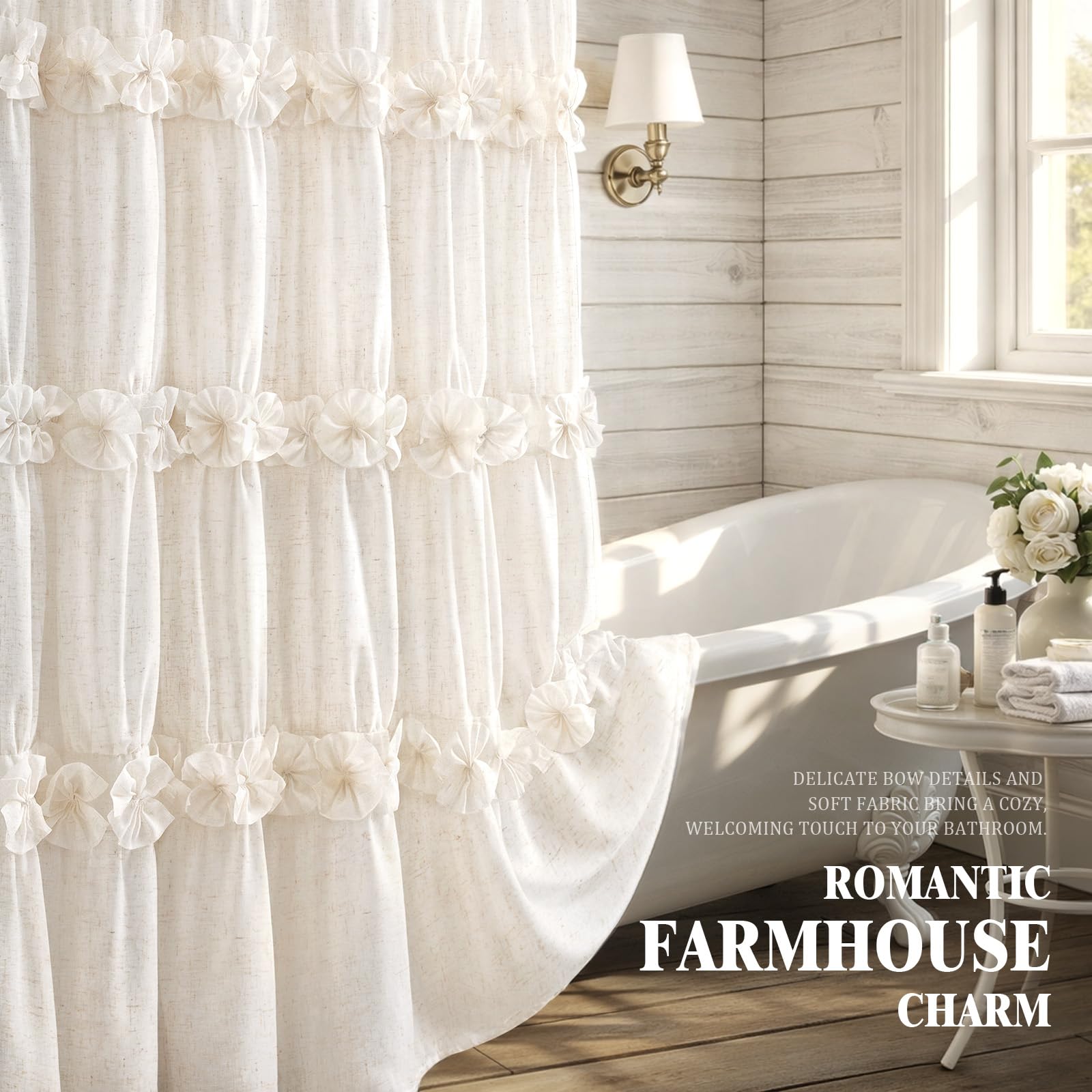 XOGUIBO handmade flowers and ruffles add romantic farmhouse flair.