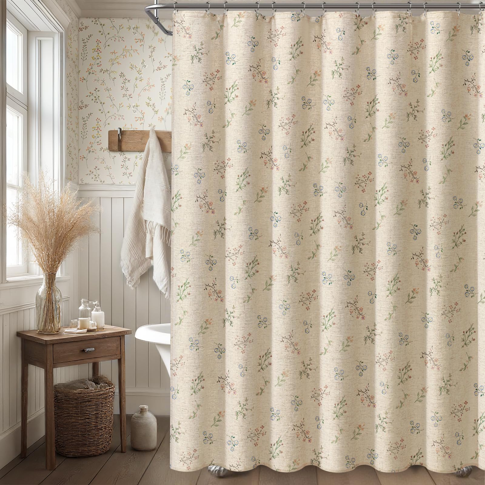 XOGUIBO linen-blend texture adds natural drape and durability to your shower space.