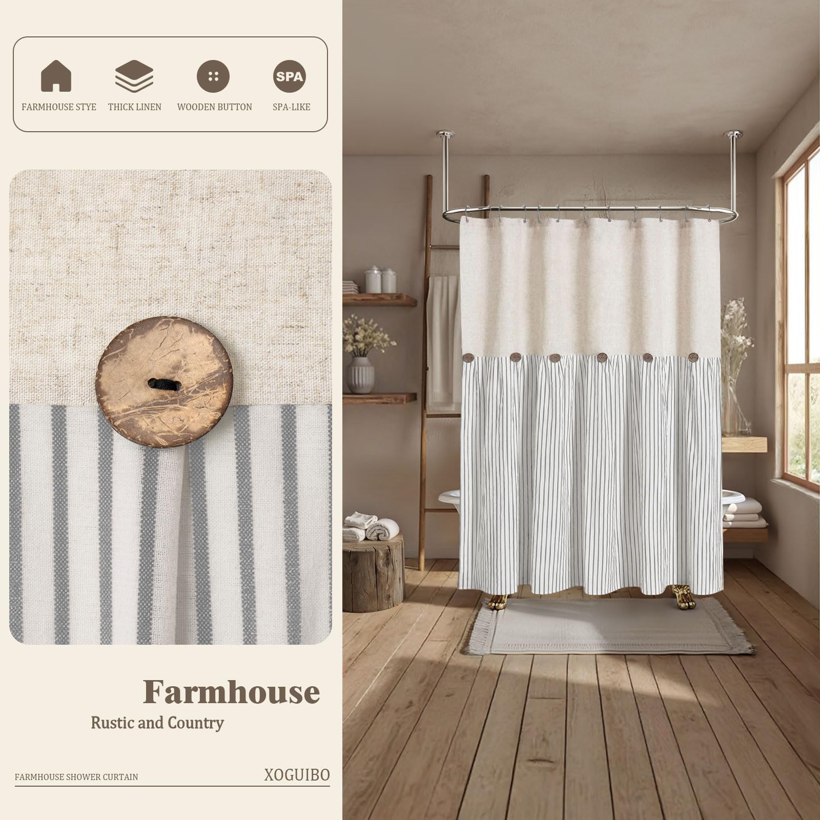 Natural linen drape from XOGUIBO curtain creates inviting space