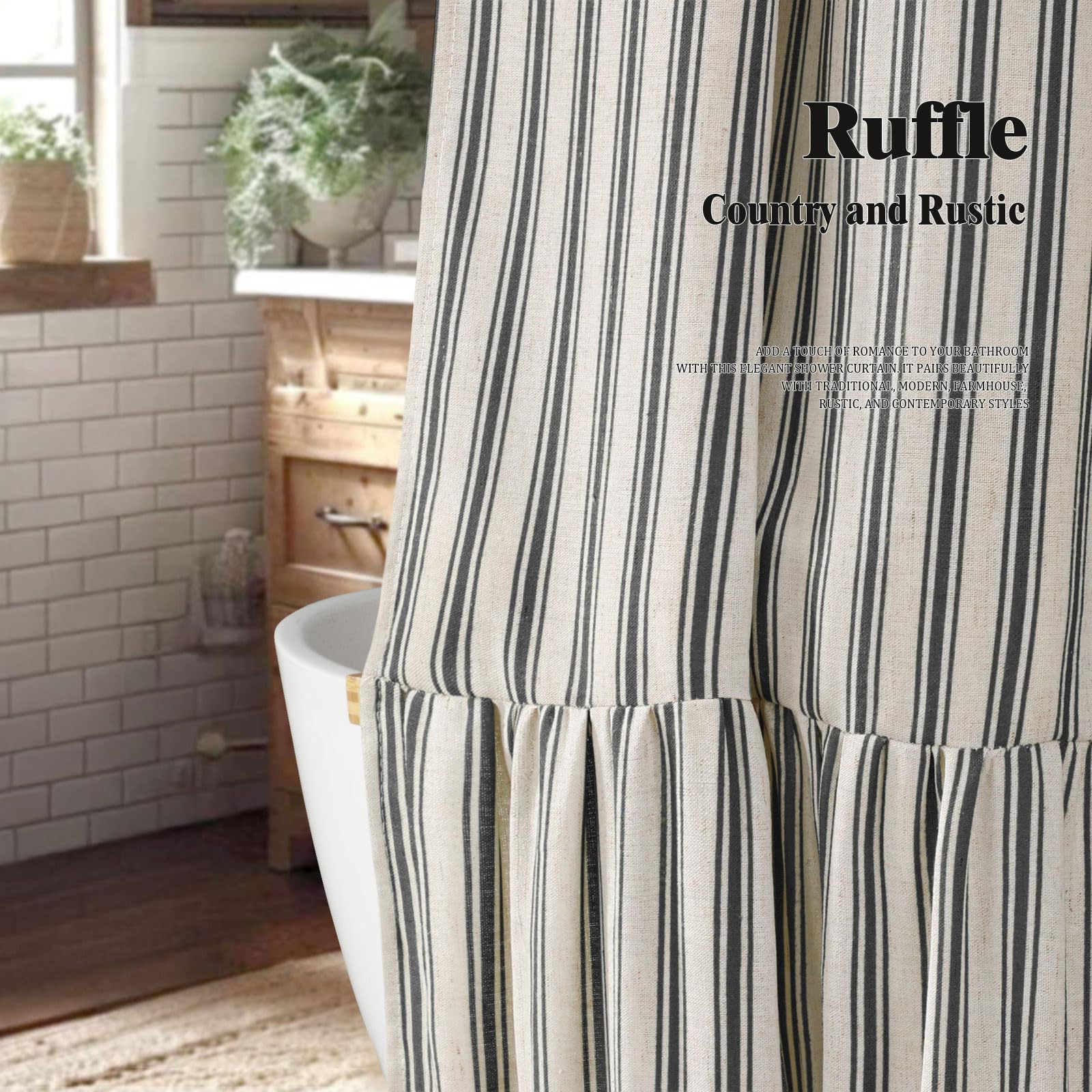XOGUIBO linen-look fabric delivers breezy texture for a casual, refined bathroom