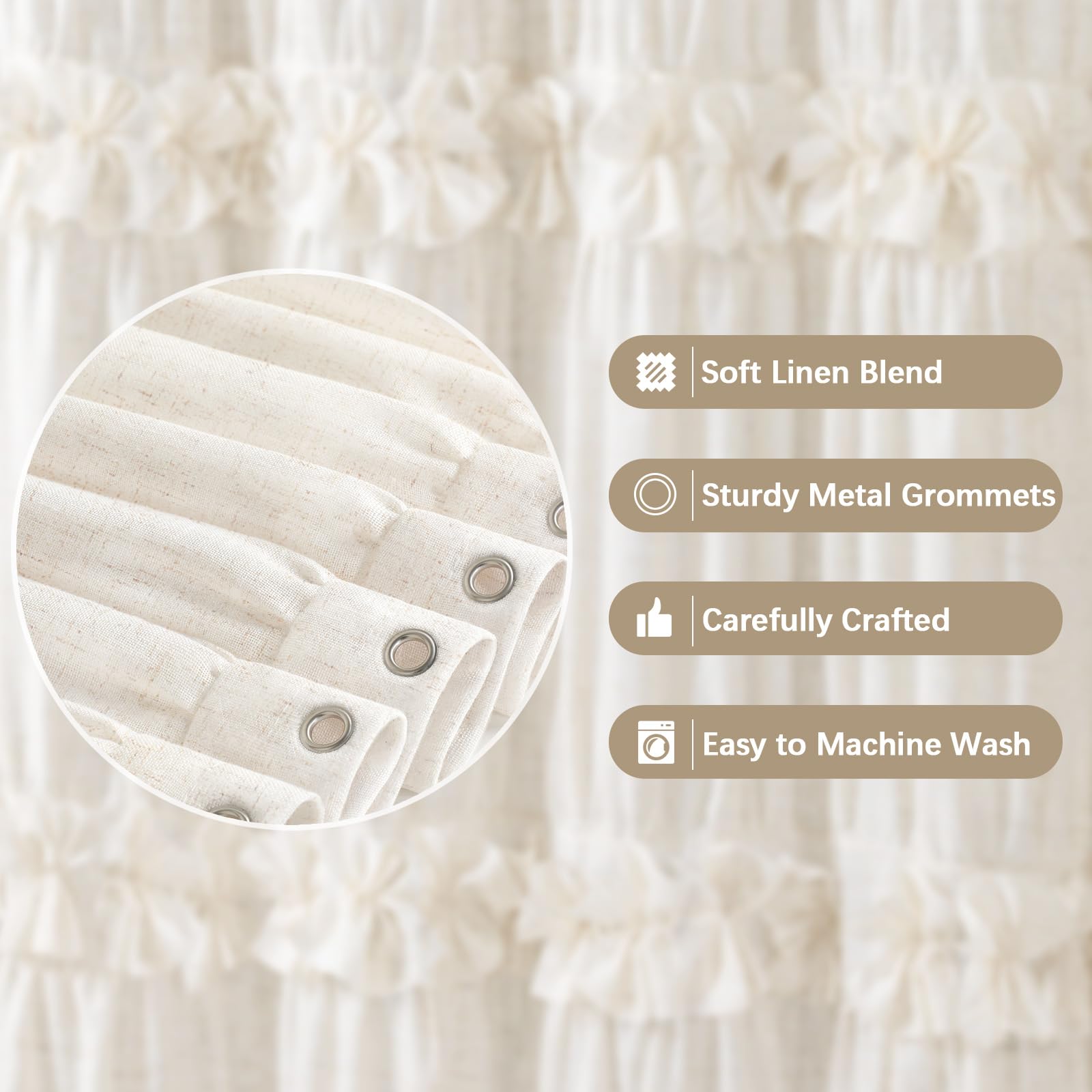 XOGUIBO machine-washable curtain designed for quick, easy care.