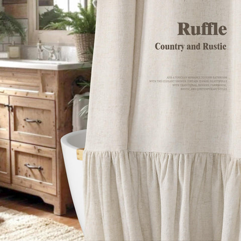 XOGUIBO versatile neutral curtain pairs with wood tones and greenery.