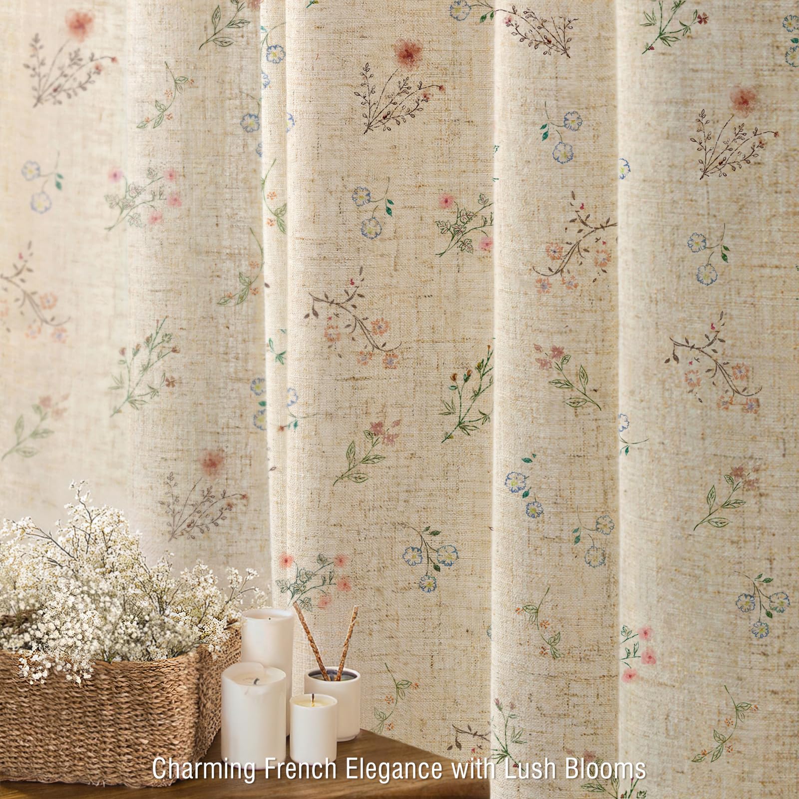 XOGUIBO linen blend curtain offers natural texture and elegant drape for a warm bath space.