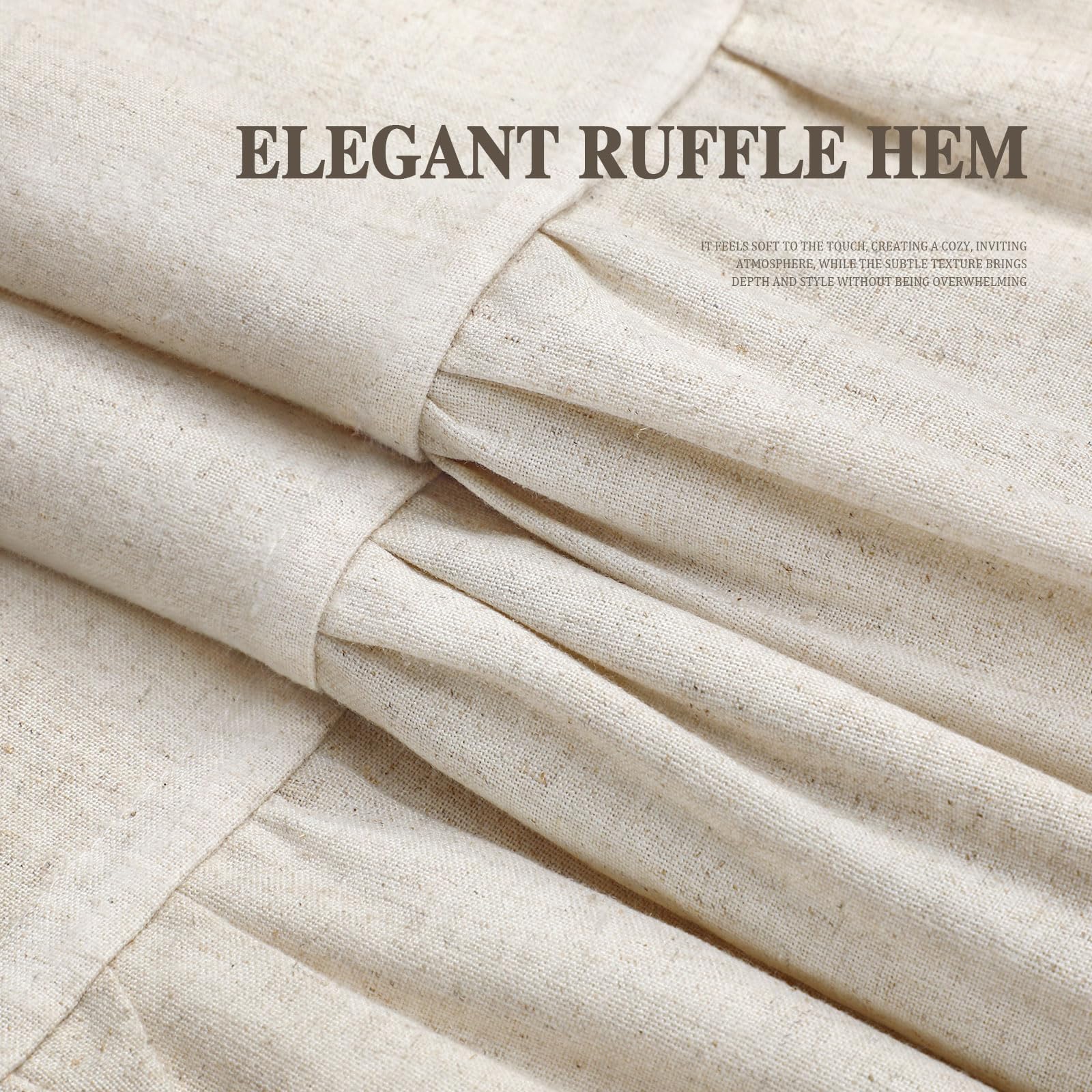 XOGUIBO curtain features a romantic ruffle hem for a spa-like feel.