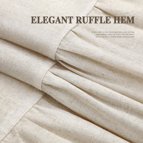 XOGUIBO curtain features a romantic ruffle hem for a spa-like feel.