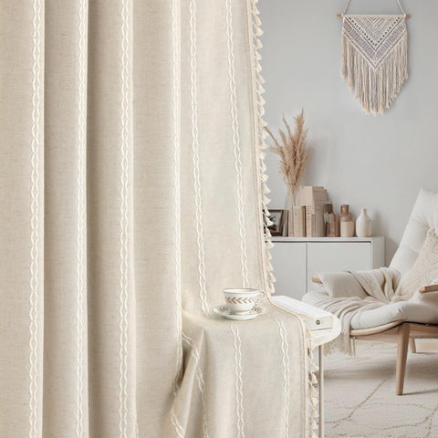XOGUIBO textured finish drapery creates a warm, cozy atmosphere