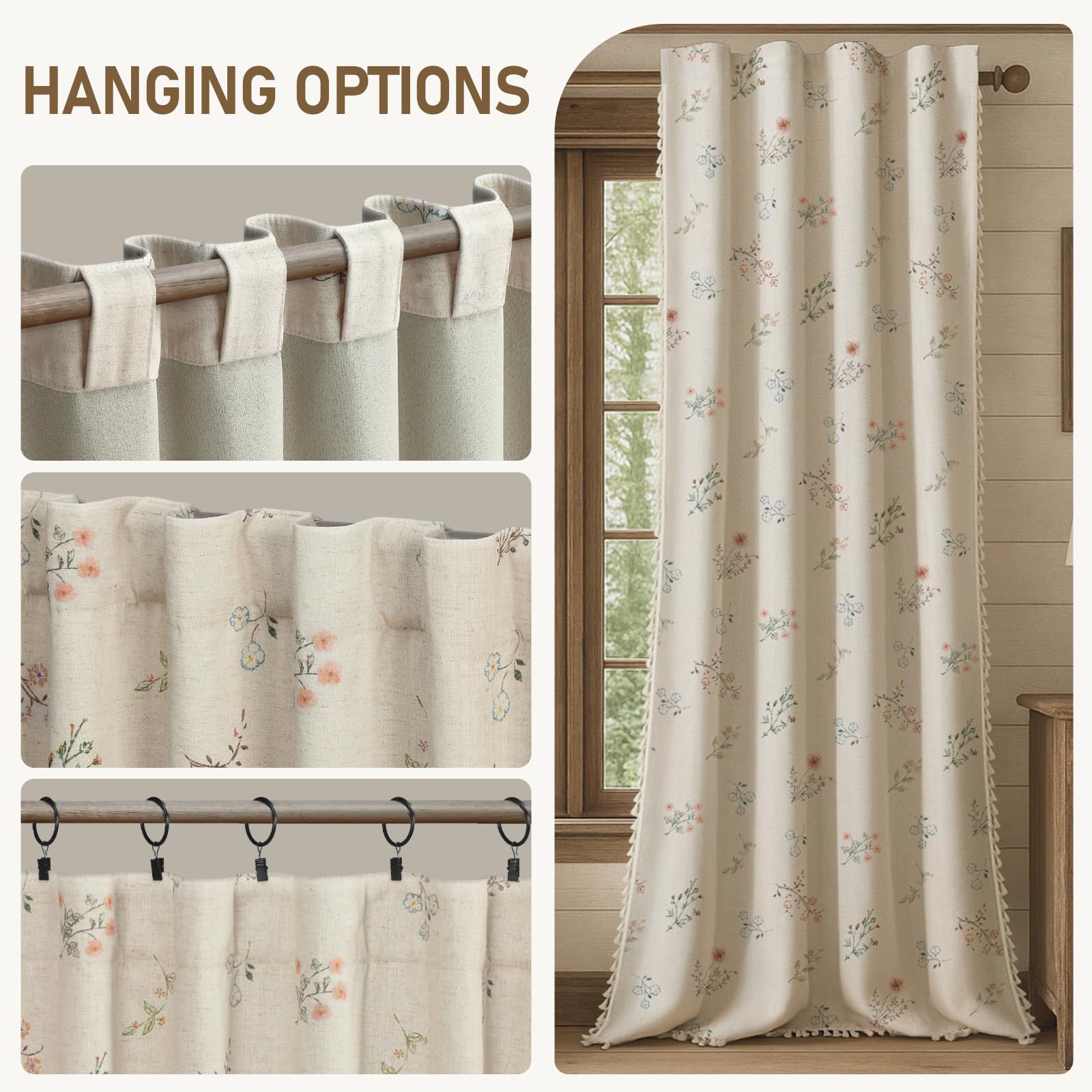 XOGUIBO Two-panel set arrives ready to hang with versatile back tab or rod pocket options.