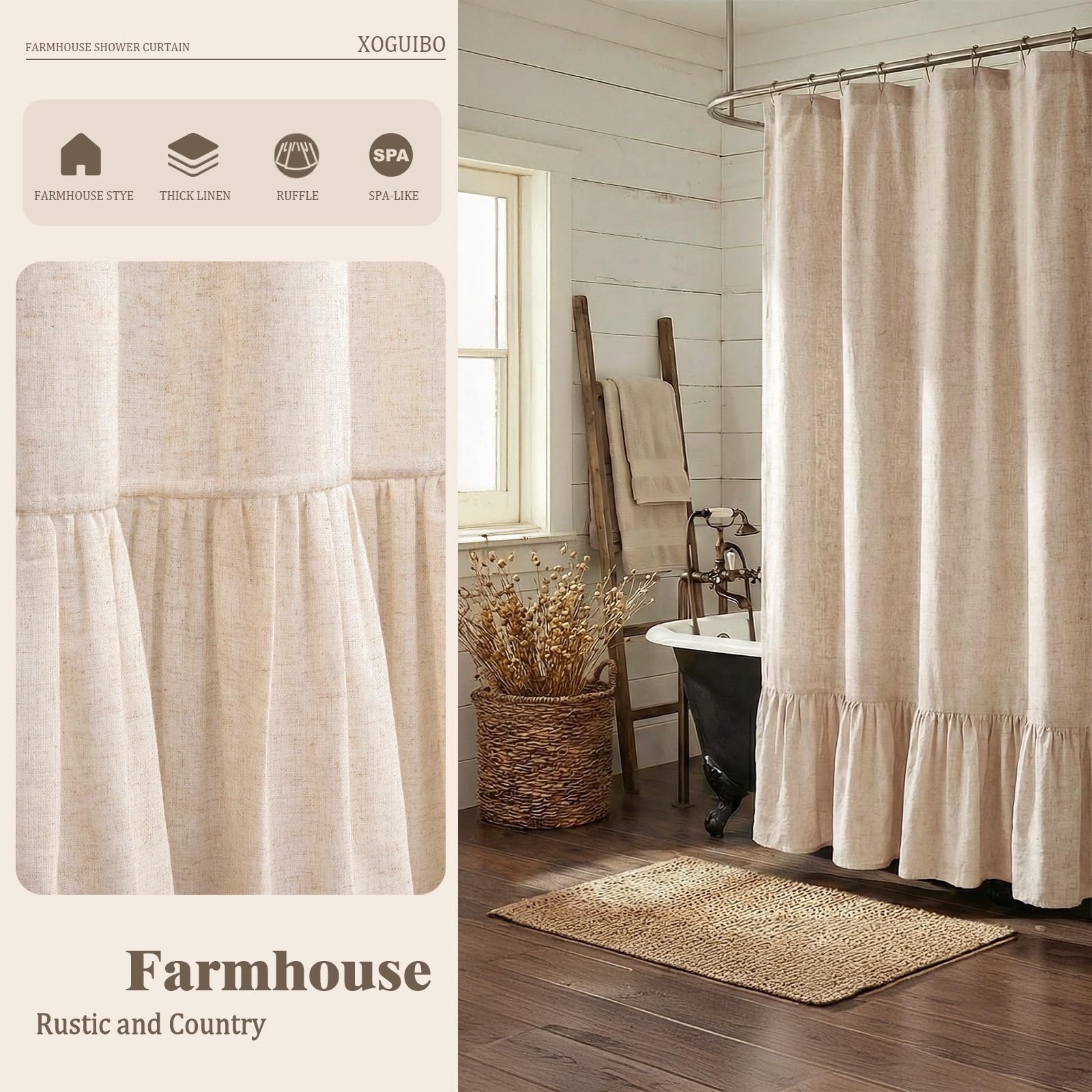 XOGUIBO versatile-neutral curtain pairs with wood and greenery