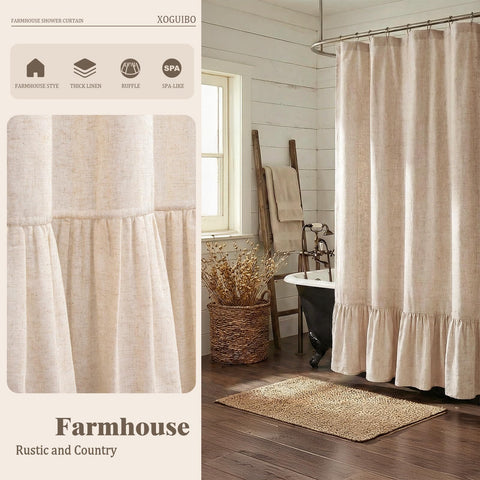 XOGUIBO versatile-neutral curtain pairs with wood and greenery