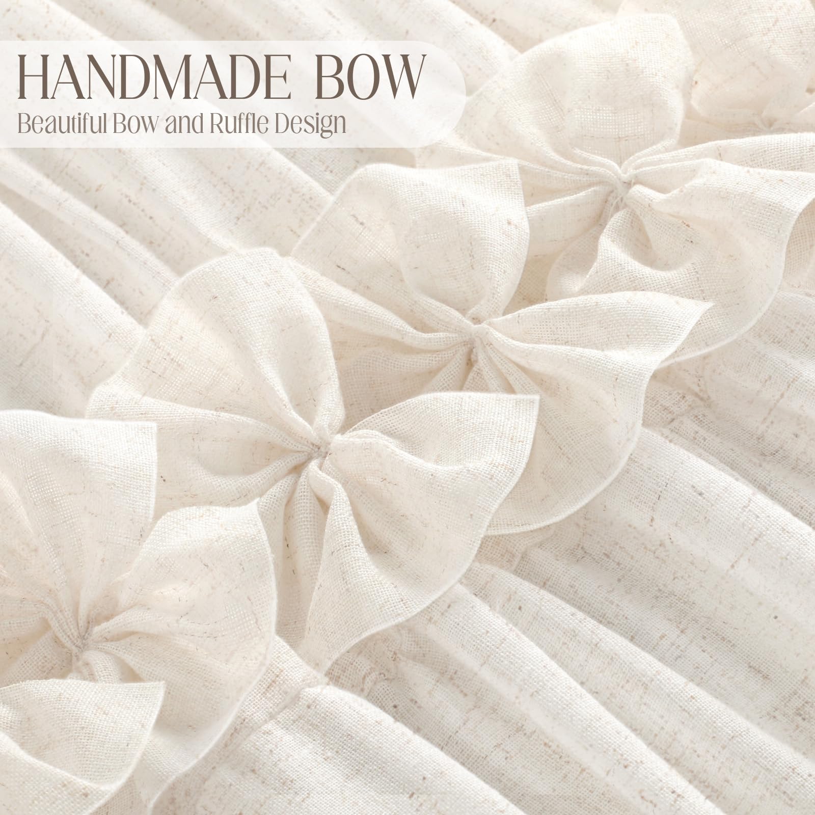 XOGUIBO vintage linen texture curtain in cream creates soft, airy ambiance.