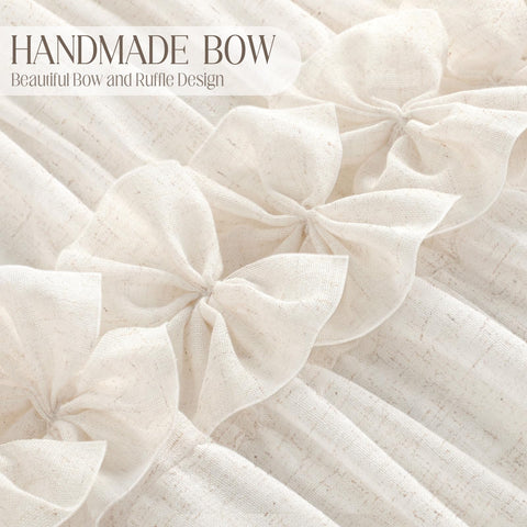 XOGUIBO vintage linen texture curtain in cream creates soft, airy ambiance.