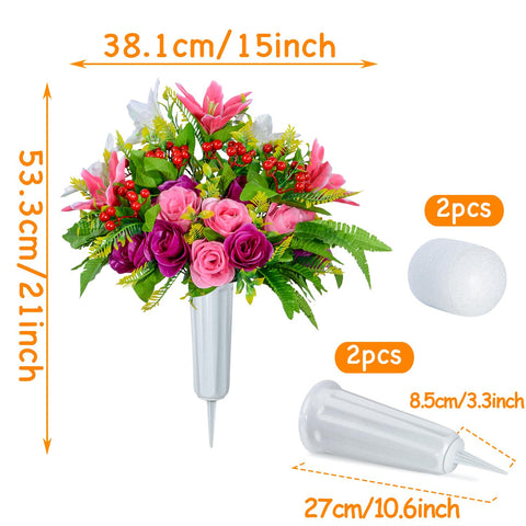 XONOR two-bouquet cemetery arrangement with greenery stays vibrant over seasons.