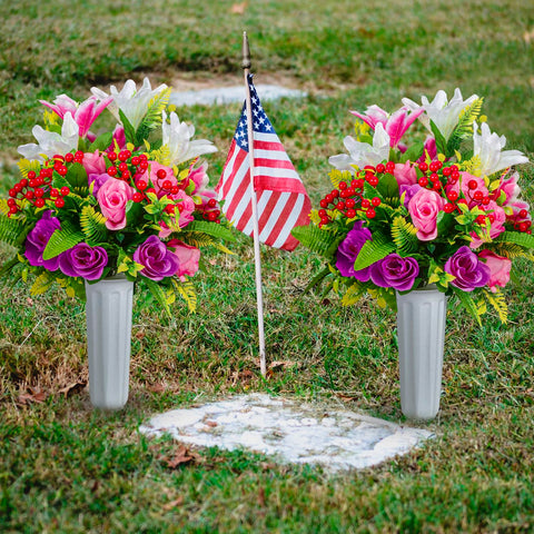XONOR greenery accent enhances grave marker displays.