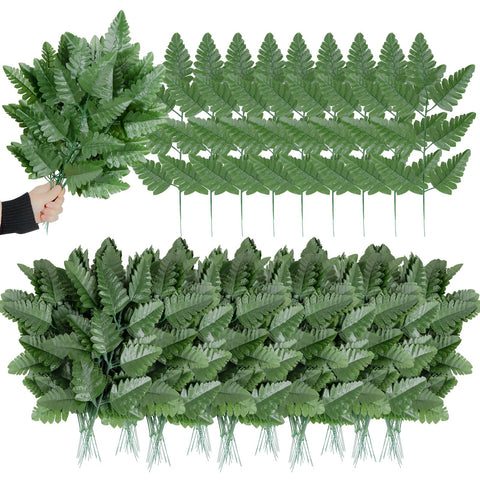 XONOR artificial silk fern leaves in dark green for full, lush displays.