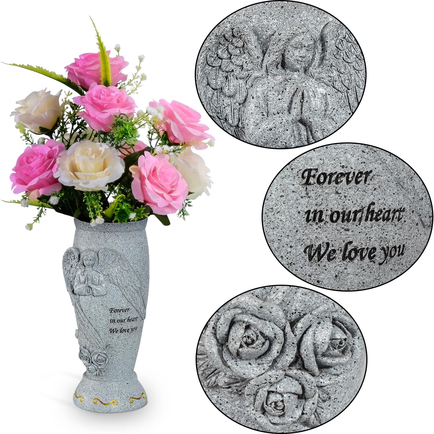 XONOR cemetery flower holder with weather-resistant resin for outdoors.