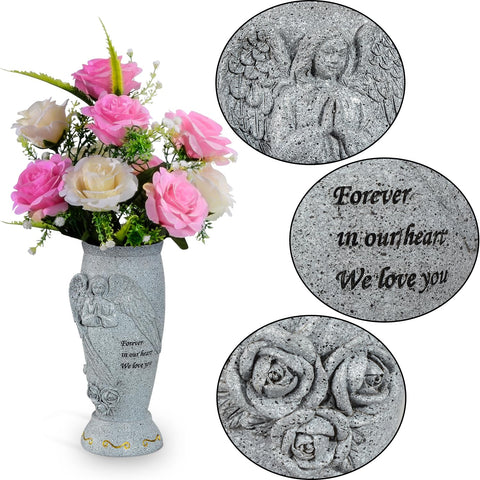 XONOR cemetery flower holder with weather-resistant resin for outdoors.