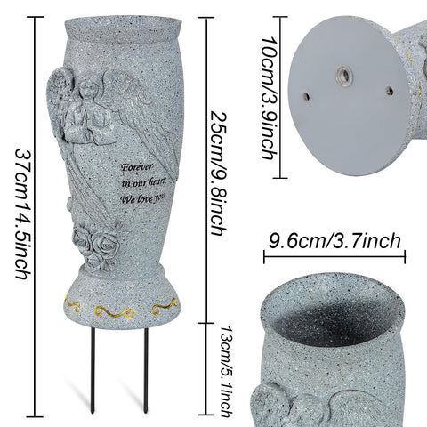 XONOR cemetery vase with ground spikes for secure placement on grass.