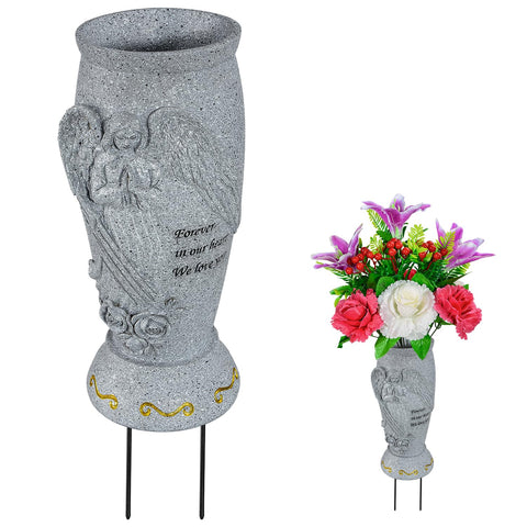 XONOR grave vase opening 9.8 inches fits large bouquet arrangements.