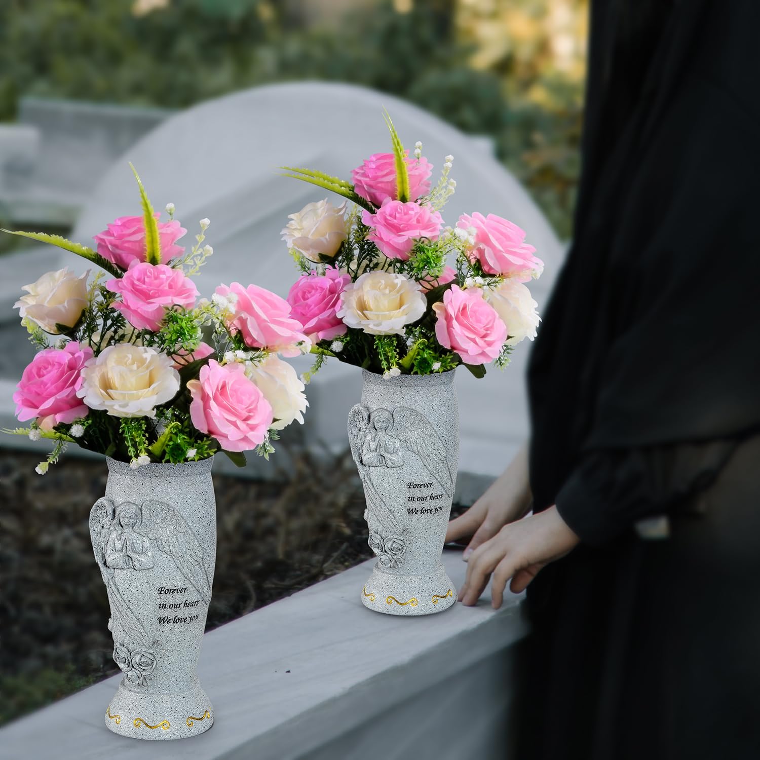 XONOR patented vase design delivers stable cemetery decor.