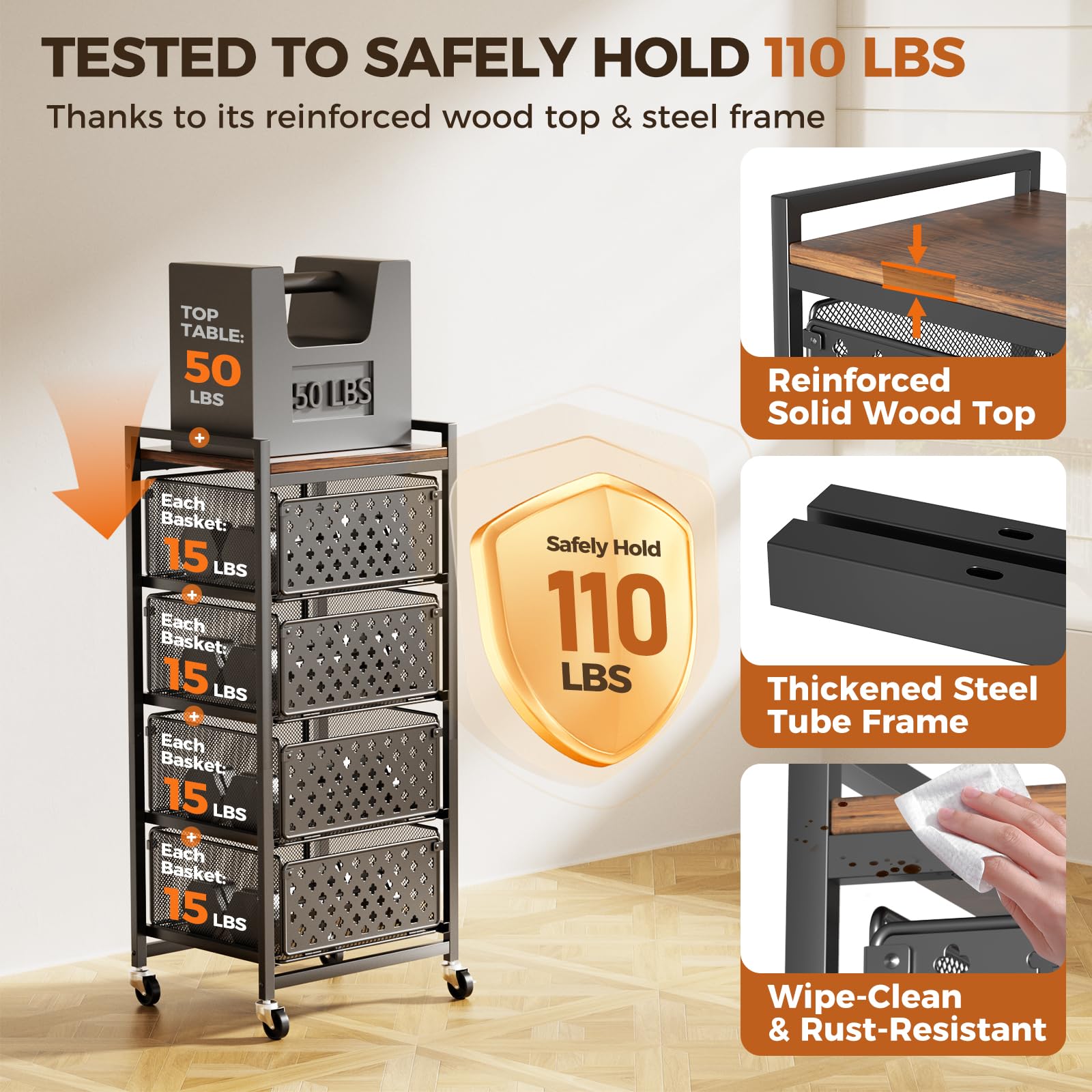 Xpatee drawer system kitchen cart showing organized storage and easy access.