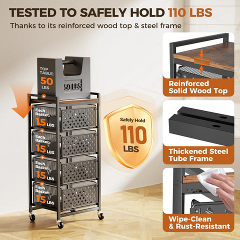 Xpatee drawer system kitchen cart showing organized storage and easy access.