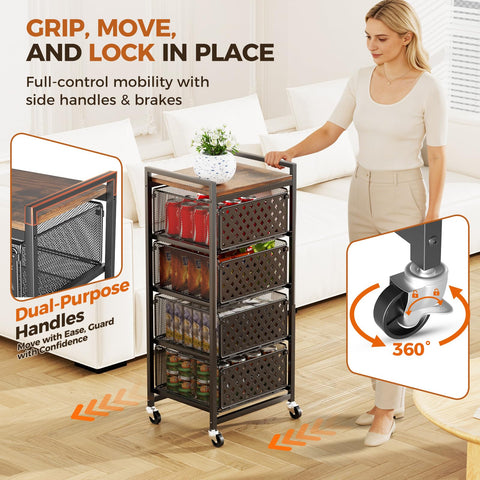 Xpatee kitchen cart dimensions shown for compact fit in tight spaces.