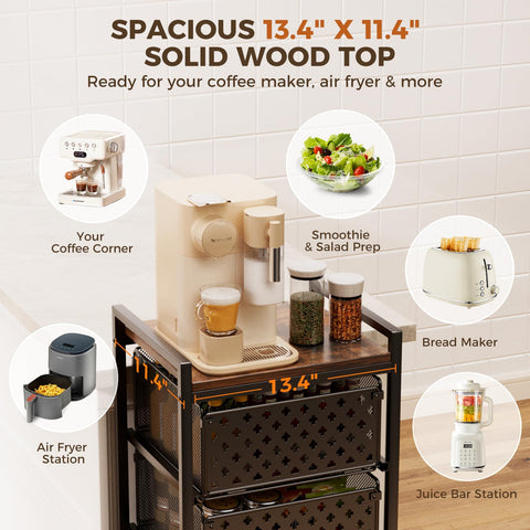 Xpatee pull-out baskets kitchen cart demonstrating ventilated storage for produce.