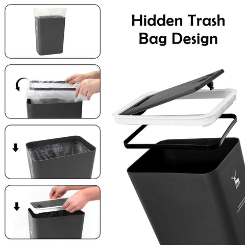 XPIY 2-pack black trash cans in contemporary spaces
