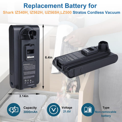 Xpopox XBATR620SL 3000mAh battery for Shark XBATR620SL compatibility.