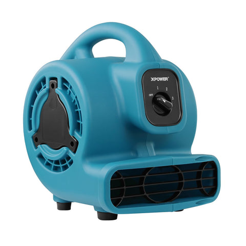 XPOWER P-80 Mini Utility air mover side view for rapid drying and ventilation.