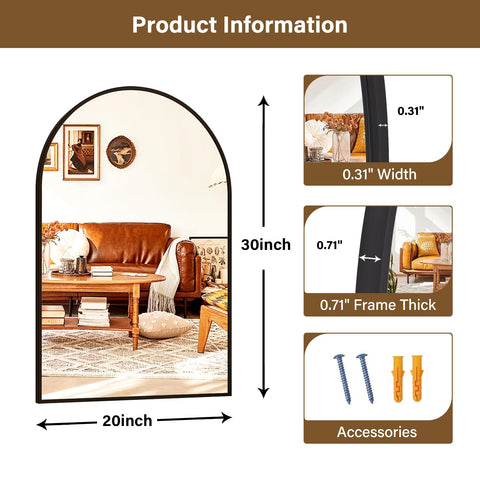 XRAMFY arch design wall-mount mirror saves space with architectural charm.