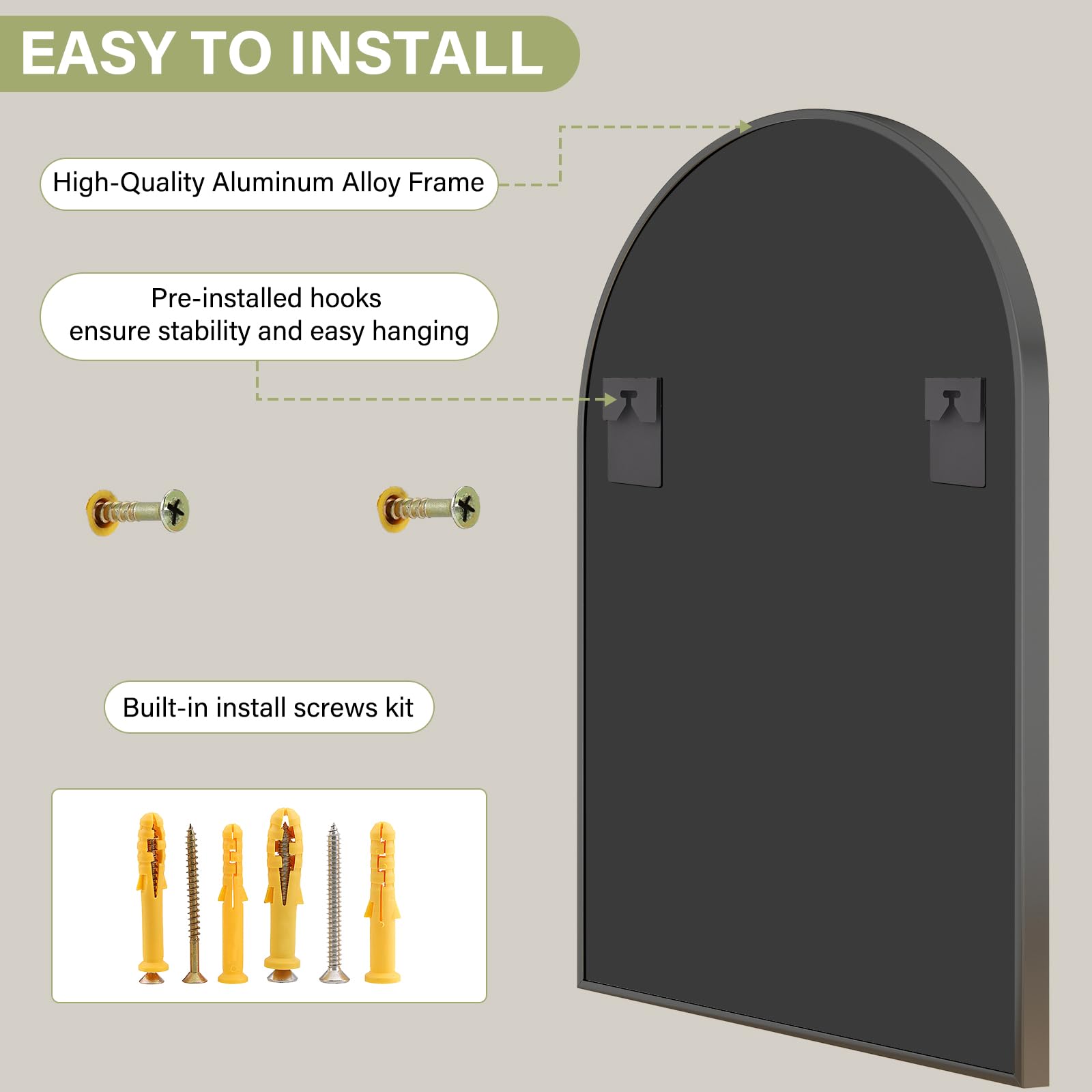 XRAMFY arch mirror in a bedroom dresser setup adds depth and light.